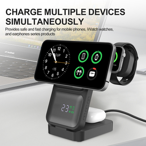 Foldable QC3.0 Digital Display Wireless Charging Station 4-in-1 Magnetic Charger for iPhone Earphones Watch <strong>Headset</strong> - Product Image 5