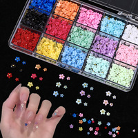 Nouvel ensemble d'accessoires pour nail art transfrontalier, breloques en résine pour ongles, fleurs à cinq pétales, dos plat, couleurs unies, motifs multicolores
