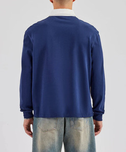 <span class=keywords><strong>Felpa</strong></span> <span class=keywords><strong>con</strong></span> <span class=keywords><strong>Cappuccio</strong></span> in Spugna Francese 100% Cotone, Maniche Lunghe, Colletto Rovesciato, <span class=keywords><strong>Felpa</strong></span> <span class=keywords><strong>Polo</strong></span> in Cotone Senza Cordoncini per Uomo - Product Image 5