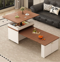 Table basse relevable de style mid-century, armoire latérale mobile convertible et extensible, mini table d'appoint multifonctionnelle à roulettes