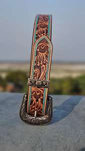 Cinturón Vaquero de Cuero Repujado de Primera Calidad, Accesorios de Moda con Diseños Tradicionales del Oeste y Hebilla de Metal Vintage - Product Image 3