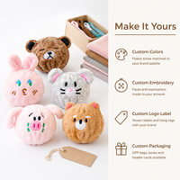 Jouet interactif pour chien en peluche couineuse avec logo personnalisé OEM ODM, visages d'animaux brodés, 5,5 cm, assortiment de jouets à mâcher pour animaux de compagnie, vente en gros