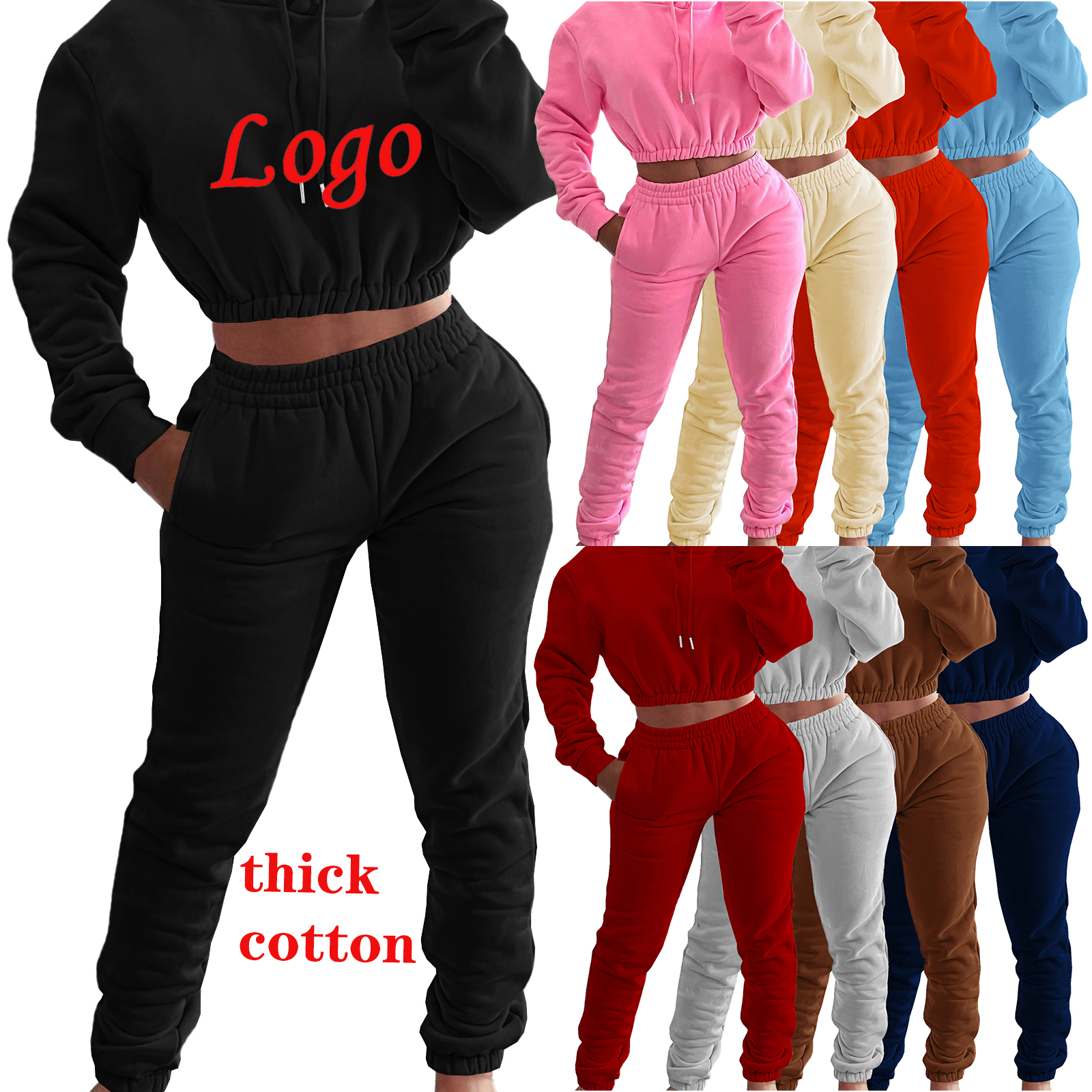 Спортивные костюмы с логотипом на заказ, зимний джоггерный пуловер, толстовка, женские спортивные штаны и толстовка, спортивный костюм, осенний комплект из двух предметов для женщин 2022