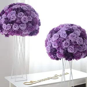 50cm Diameter Artificial Silk Purple Color Rose And Hydrangea Flower Ball Wedding Centerpieces