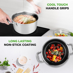 Cocotte en acier inoxydable triple couche avec couvercle en verre, sans revêtement, compatible lave-vaisselle, avec poignée en acier inoxydable, faitout, marmite - Product Image 5