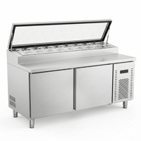 Comptoir de préparation alimentaire commercial en acier inoxydable de qualité supérieure, réfrigérateur pour la préparation de pizzas, table réfrigérée pour restaurant