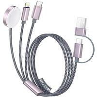 Chargeur de montre portable 2-en-3 multi-ports USB + Type-C tressé compatible avec le câble de charge magnétique pour IWatch