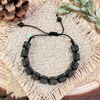 Bracelet diffuseur d'huiles essentielles en pierre de lave carrée, tissé à la main, avec logo personnalisé, réglable, cadeau minimaliste