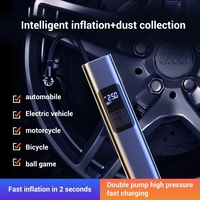Compresseur portable 4 en 1 pompe à air, sans fil, aspirateur pour voiture et maison, détection de pression des pneus, lampe de poche LED SOS Light