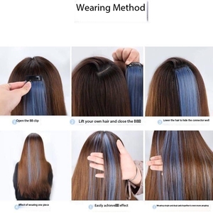 Extensions de cheveux synthétiques multicolores à clipser, lisses et longues, pour des mèches de fête colorées - Product Image 6