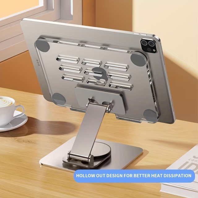Sturdy Weighted Silver Metal Base 360 Rotatable Desktop Tablet Stand UV Printed Acrylic Panel Universal Fashion Style Customized