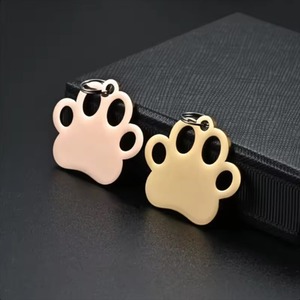 Wholesale Stainless Steel Dog Paw Print Charms <b>ID</b> Blank Dog <b>Tags</b> Pendant Animal Necklace Jewelry Accessories 6Colors - Product Image 3