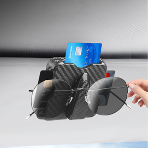 Car Sunglasses Clip Carbon Fiber Texture Black Plastic Sun Visor Storage <b>Holder</b> Multi Functional <b>ID</b> Card Organizer - Product Image 3
