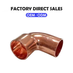 Coude en cuivre lisse à 90 degrés CxF certifié EN 1254-1 pour systèmes de plomberie, réfrigération, gaz et conduites <span class=keywords><strong>d</strong></span>'<span class=keywords><strong>eau</strong></span> <span class=keywords><strong>potable</strong></span> - Vente directe usine - Product Image 1