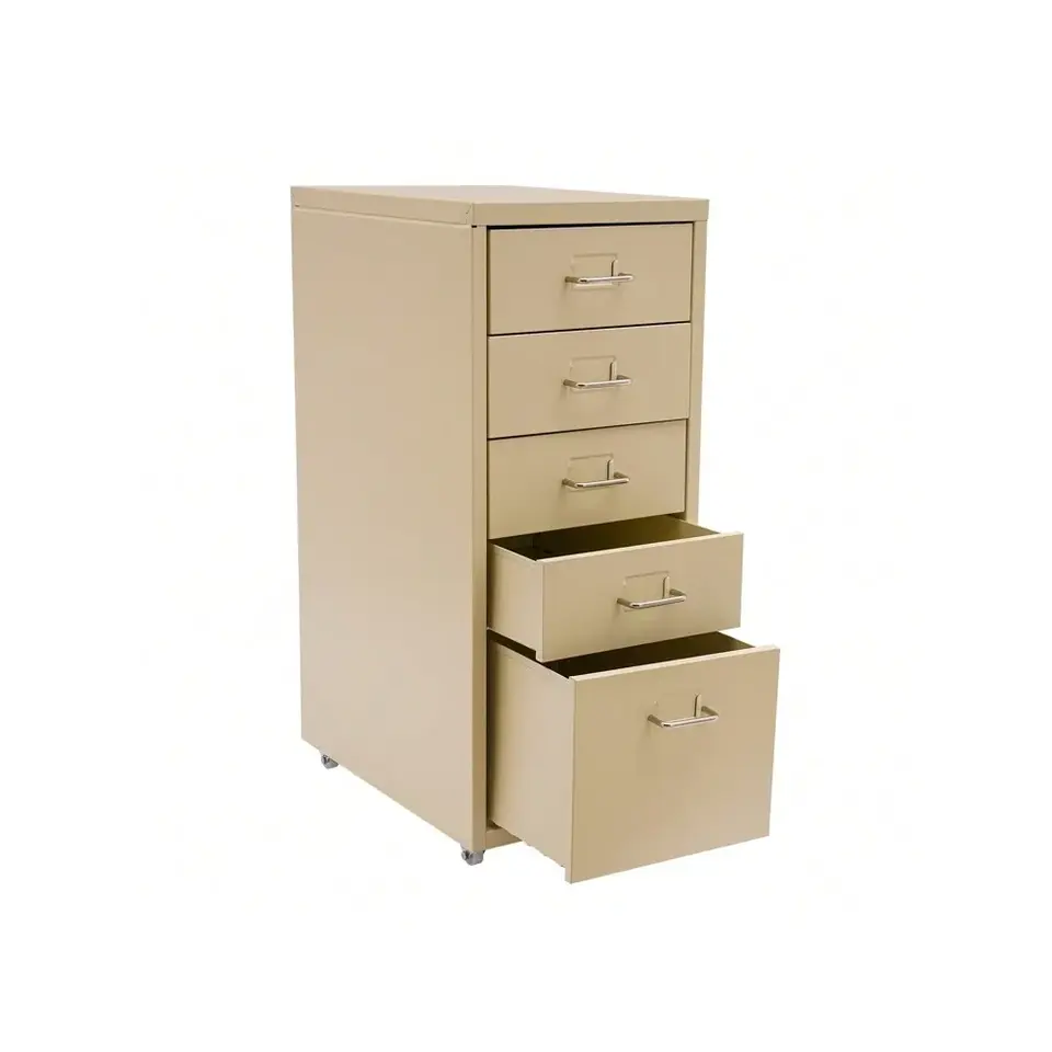28*41*69cm Movable Storage Cabinet with 5 Drawers Wood Panel Office and Bedroom Filing Cabinets