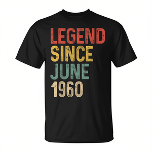 Camiseta Legend Since June 1960, regalo de cumpleaños número 65 para adultos de 65 años, cuello redondo unisex, manga corta, serigrafía - Product Image 2