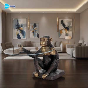 Mesa de Café de Luxo em <span class=keywords><strong>Bronze</strong></span> com Escultura de Animais: Elefante, Macaco, Cervo, Cavalo, Golfinho, Urso para Decoração Interna Sofisticada - Product Image 1