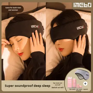 शोर-कैंसिल कपड़े ब्लैकआउट आंख मास्क एकीकृत साउंडप्रूफ इयरप्लग कान मफ सांस लेने योग्य दो-इन-एक पृष्ठीय नींद - Product Image 6