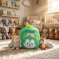 Sac à dos en peluche personnalisé pour enfants, motif animaux mignons (singe, lapin), sac d'école doux et moelleux, 3 couleurs