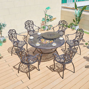 नई डिजाइन आँगन armrest कुर्सी दौर टेबल कास्ट एल्यूमीनियम आउटडोर उद्यान BBQ खाने की मेज और कुर्सी सेट - Product Image 2