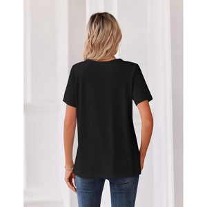 Blusa de Mujer con Cuello en V, Manga Corta, Botones, Informal, Primavera-Verano, Tela Popelina, Uso Diario - Product Image 6