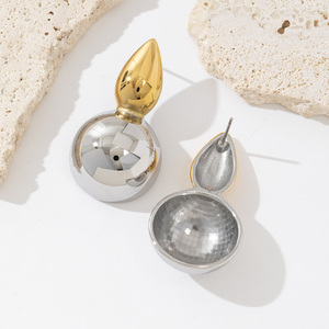 Boutique Fashion Exclusive Waterproof Women Jewelry Temperament Stainless Steel Statement Geometric Unusual Calebash Earrings - Product Image 5