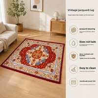 Vintage Palast-Stil Dreidimensionaler Jacquard Poly-Baumwoll-Teppich Handgenähter Spitzenbesatz Geometrisches Muster Sofa Couchtisch Heim