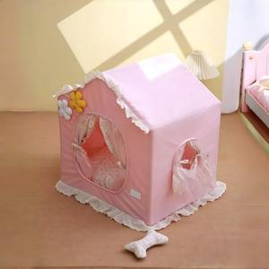 Tienda de campaña moderna de encaje para mascotas, nido, gran espacio, casa de princesa para gatos, cama rectangular para gatos, cueva hecha de pana, tienda transfronteriza para perros y gatos - Product Image 6