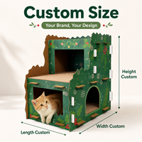 Mobilier pour animaux de compagnie en papier, design personnalisé, festif, à double étage et multi-niveaux, maison-griffoir pour chat