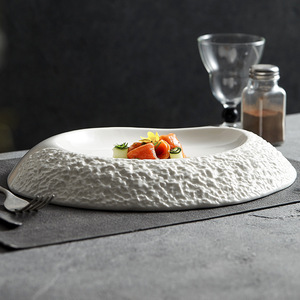 Assiette de service en céramique irrégulière pour plats froids, pâtes, salades de fruits, sushis, soupes, purées – Idéale pour clubs, restaurants et repas à domicile - Product Image 4