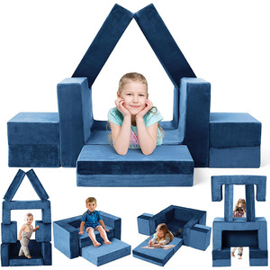 Children's Building Block <b>Sofa</b> Fabric High-Elasticity Foam 2-4 Years Home Play Mat <b>Folding</b> Reading Playing Seat - Product Image 2