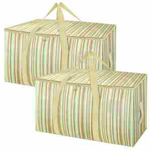 Heavy Duty Rectangular Polypropylene (PP) Foldable Moving <b>Bags</b> Backpack Straps Zippers-6 Pack - Product Image 4