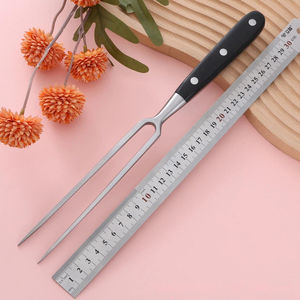 Couteaux et accessoires de cuisine en acier inoxydable pour barbecue, manche en bois, couteau et fourchette à brochettes en forme de U pour bœuf et agneau, pour extérieur - Product Image 3