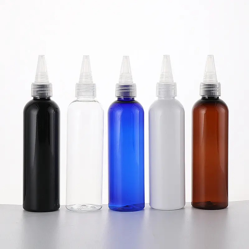 4 אוז ידידותי לסביבה בקבוקי פלסטיק קוסמטי חלוקת בקבוקי לחיצה עם מוליך זרבובית בקבוקי שמן שיער עם טוויסט העליון