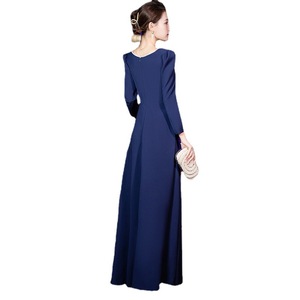 Abito da sera in velluto blu francese abito da sera da banchetto <span class=keywords><strong>elegante</strong></span> di lusso leggero e traspirante per cerimonia per adulti - Product Image 5