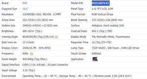 Módulo de Pantalla LCD TFT M101GWT9 R3 de 10.1 Pulgadas con Resolución de 1024X600, 117 PPI y Brillo de 640 para Pantalla CarPlay - Product Image 4
