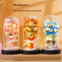 Saint Valentin Meilleur Ami Graduation Cadeau Pratique Couverture En Verre Veilleuse avec Bouquet Savon Fleur pour Petite Amie De Noël