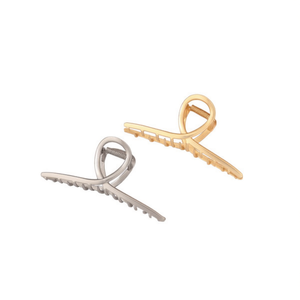 Fermaglio per capelli a croce con placchetta piatta 11 cm, colore oro e argento, per acconciature da donna - Product Image 2