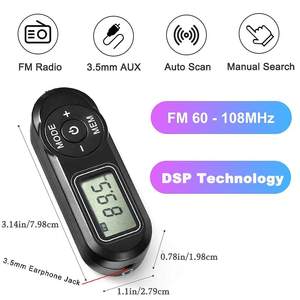 Radio Portátil Mini de Fábrica con DSP Digital, Pantalla LCD de 1.1 Pulgadas, 20 Estaciones Preestablecidas, 2.4W AM FM, 80x28x20mm, Ideal para Caminar, Trotar y Cortar el Césped - Product Image 2