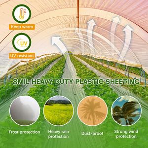 Film plastique pour serre 10 x 26 pieds 8 mil transparent résistant aux UV en polyéthylène pour serre à armatures usage agricole - Product Image 4