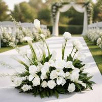 Rangkaian Bunga Calla Lily Mawar Putih Sutra Buatan Tangan, Bunga Palsu Realistis untuk Dekorasi Pernikahan