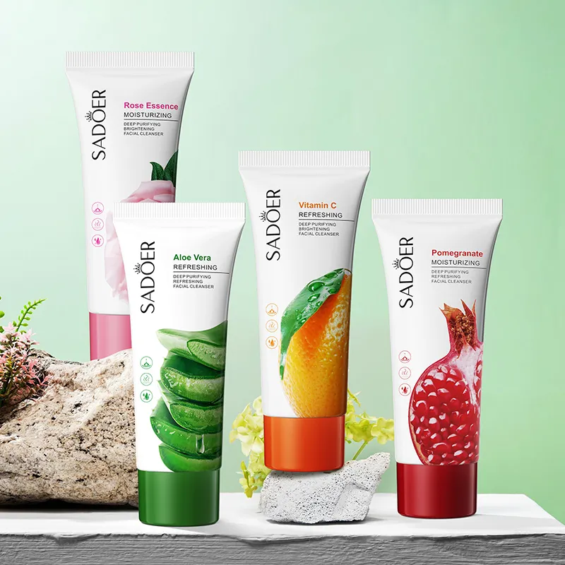 BIOAQUA SADOER nouvelle marque rétrécir les pores aloe vera vitamine c nettoyant pour le visage nettoyage en profondeur nettoyant pour le visage blanchissant