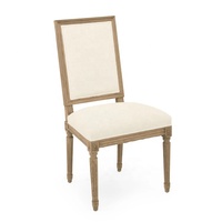 Chaise à dossier carré de style ancien français de luxe Chaises de salle à manger Louis en rotin en tissu de bois