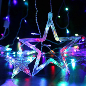 <strong>LED</strong> <strong>Star</strong> Curtain <strong>Light</strong>, 3.5m Diwali Diwali Decoration fairy String <strong>Lights</strong>, 138leds Warm White Colorful Wedding Holiday Lighting - Product Image 4