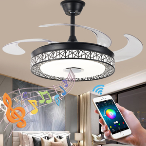 Hiện đại 220V Wifi âm nhạc Loa Quạt trần DC BLDC điều khiển từ xa vô hình quạt trần với ánh sáng - Product Image 3