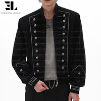 Veste Bomber Napoléon en Twill de Coton Délavé Personnalisée LARSUR, Coupe Slim, Col Montant, Style Motard, Veste Courte Hussar