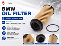 Poyou Factory Grosir Filter Oli 11428583898 Gasket Suku Cadang Mobil OEM ODM Logo Kustom Siap Ekspor Kirim Baru Garansi 12 Bulan
