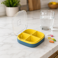 Boîte à pilules portable 4 compartiments scellée, petite et économique, pour le rangement des médicaments en voyage et au quotidien