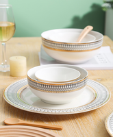 Service de table en céramique géométrique doré de luxe pour mariage, cadeau de pendaison de crémaillère, restaurant, banquet professionnel, service quotidien des repas