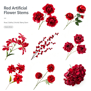 Al por mayor: Hilera de flores artificiales de la serie roja <span class=keywords><strong>para</strong></span> decoración de escenarios de bodas chinas, banquetes y fiestas, con diseño floral simulado <span class=keywords><strong>para</strong></span> el suelo. - Product Image 3